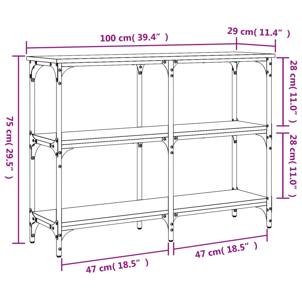 Τραπέζι Κονσόλα Γκρι Sonoma 100x29x75 εκ. Επεξεργασμένο Ξύλο