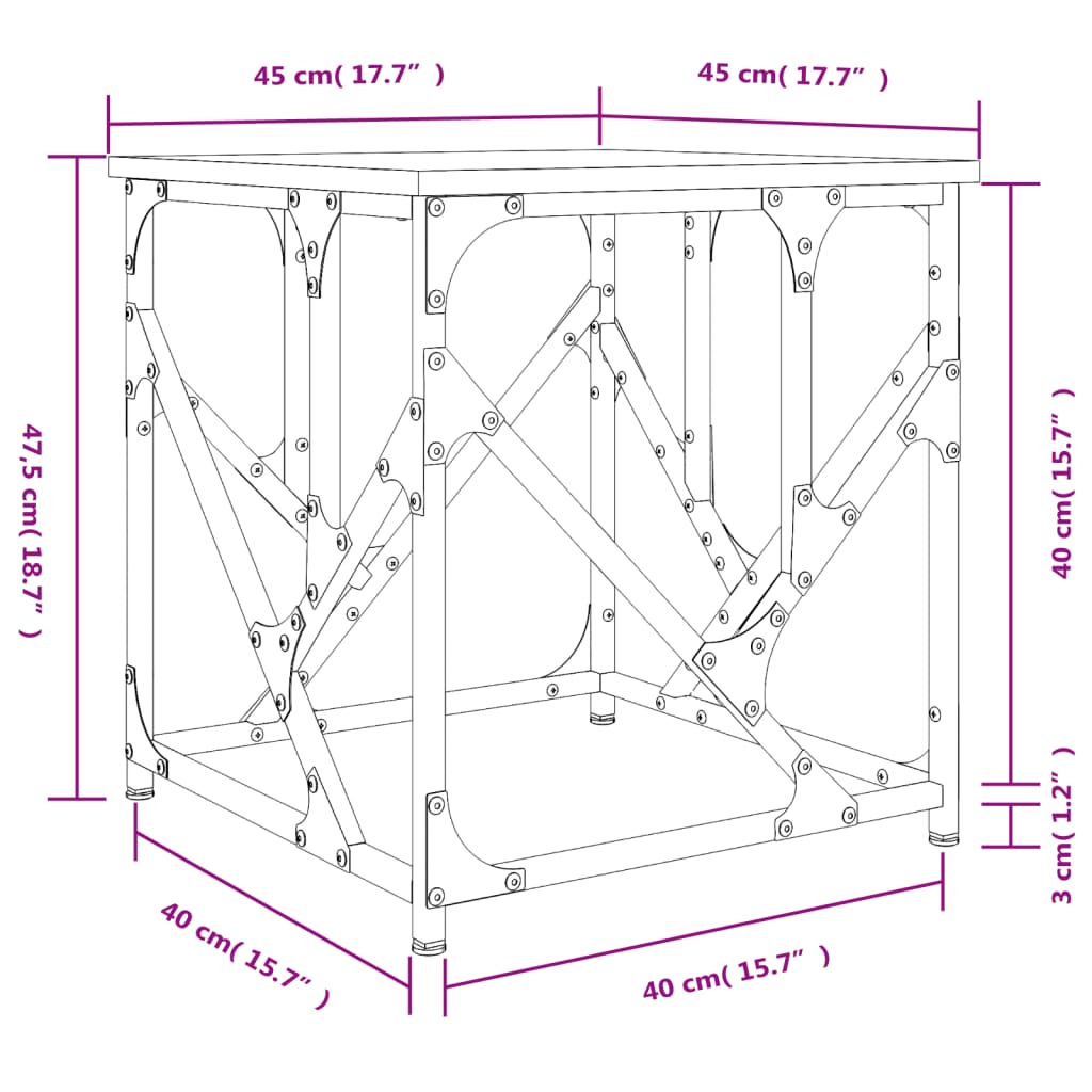 Τραπεζάκι Σαλονιού Μαύρο 45x45x47,5 εκ. από Επεξεργασμένο Ξύλο