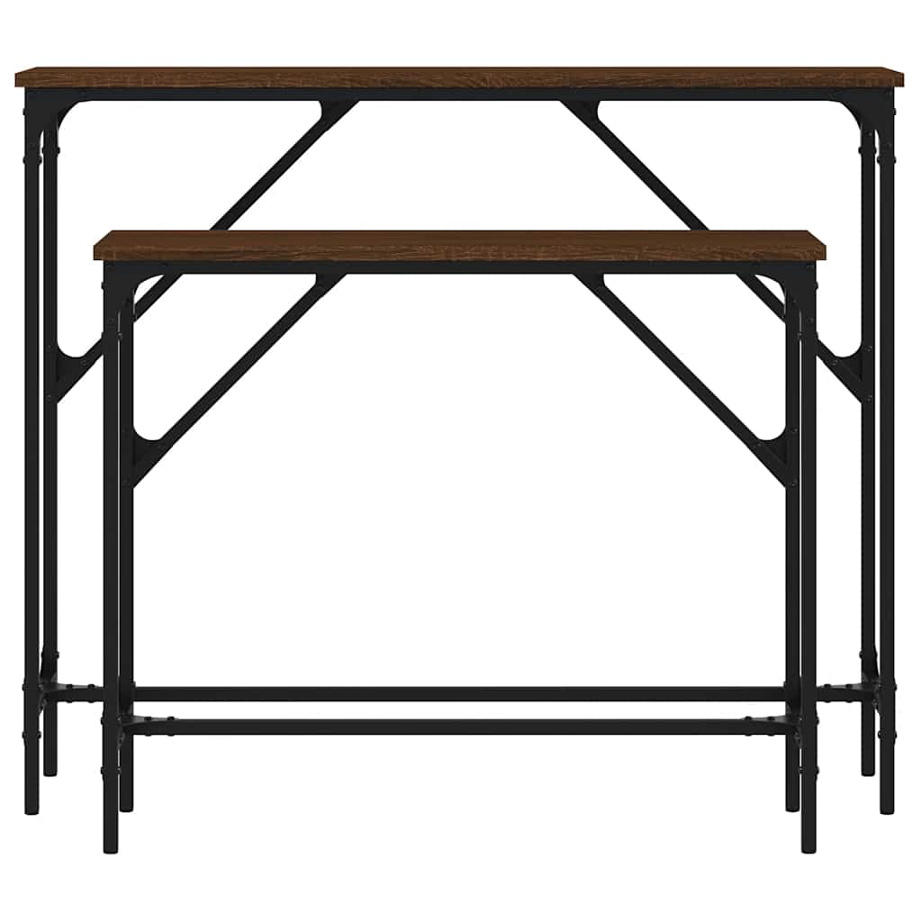 Τραπεζάκια Κονσόλα 2 τεμ Καφέ Δρυς Επεξεργασμένο Ξύλο