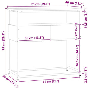 Τραπέζι Κονσόλα Γκρι Sonoma 75x40x75 εκ. Επεξεργασμένο Ξύλο