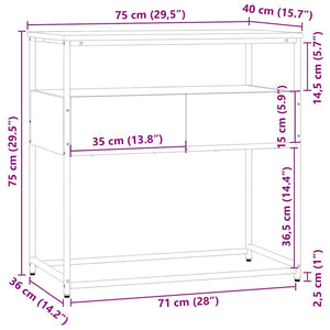 Τραπέζι Κονσόλα Καφέ Δρυς 75 x 40 x 75 εκ. Επεξεργασμένο Ξύλο