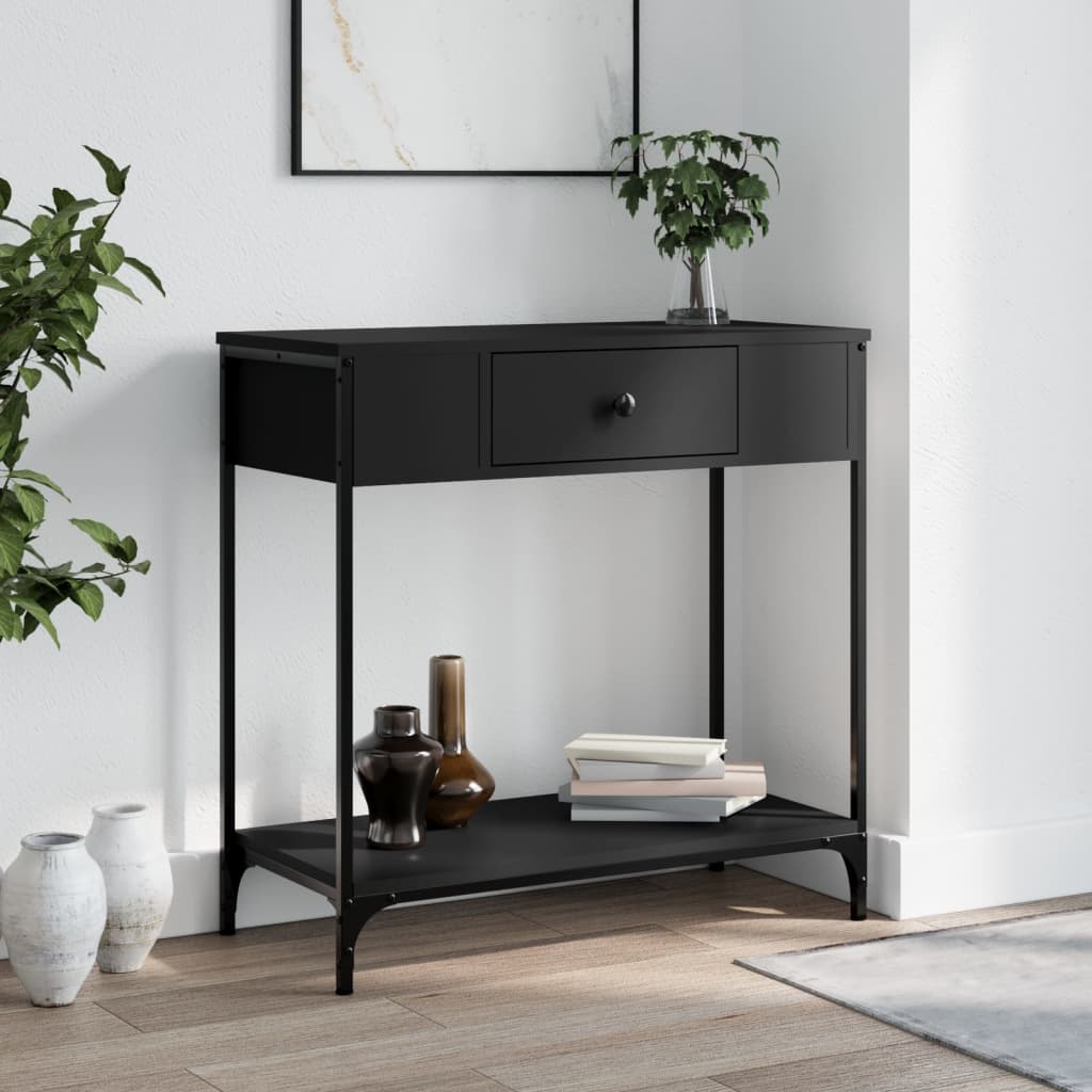 Τραπέζι Κονσόλα Μαύρο 75 x 34,5 x 75 εκ. από Επεξεργ. Ξύλο