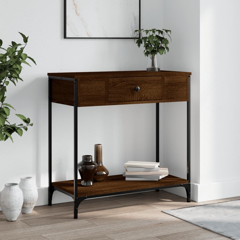 Τραπέζι Κονσόλα Καφέ Δρυς 75x34,5x75 εκ. Επεξεργασμένο Ξύλο - Pakobazaar