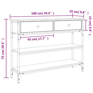 Τραπέζι Κονσόλα Γκρι Sonoma 100x25x75 εκ. Επεξεργασμένο Ξύλο - Pakobazaar