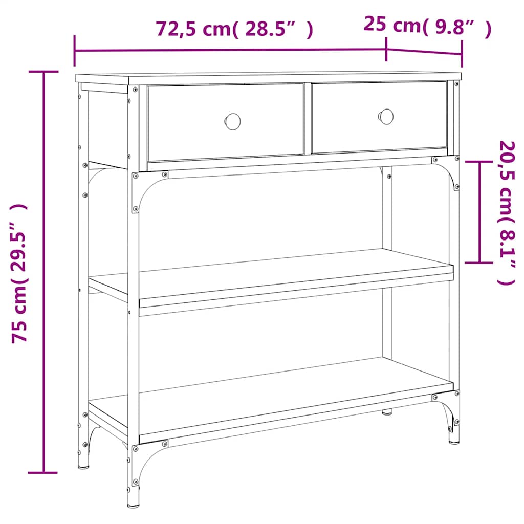 Τραπέζι Κονσόλα Καπνιστή Δρυς 72,5x25x75 εκ. Επεξεργ. Ξύλο - Pakobazaar