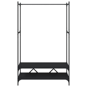 Κρεμάστρα Ρούχων με Ράφια Μαύρη από Επεξεργασμένο Ξύλο - Pakobazaar