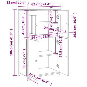 Ντουλάπι Γκρι Sonoma 62x32x106,5 εκ. από Επεξεργασμένο Ξύλο - Pakobazaar