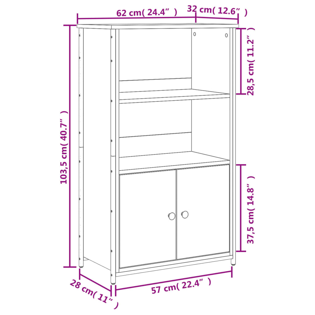 Ντουλάπι Καπνιστή Δρυς 62 x 32 x 103,5 εκ. από Επεξεργ. Ξύλο
