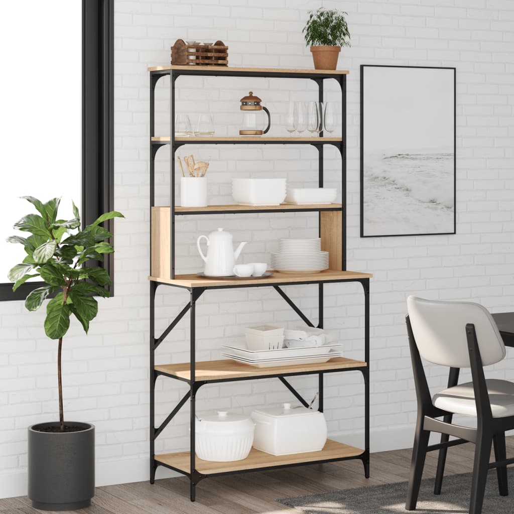 Ραφιέρα Κουζίνας 6 Επιπέδων Sonoma Δρυς 90x40x180 εκ Επεξ. Ξύλο