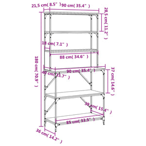 Ραφιέρα Κουζίνας 6 Επιπέδων Γκρι Sonoma 90x40x180 εκ Επεξ. Ξύλο - Pakobazaar