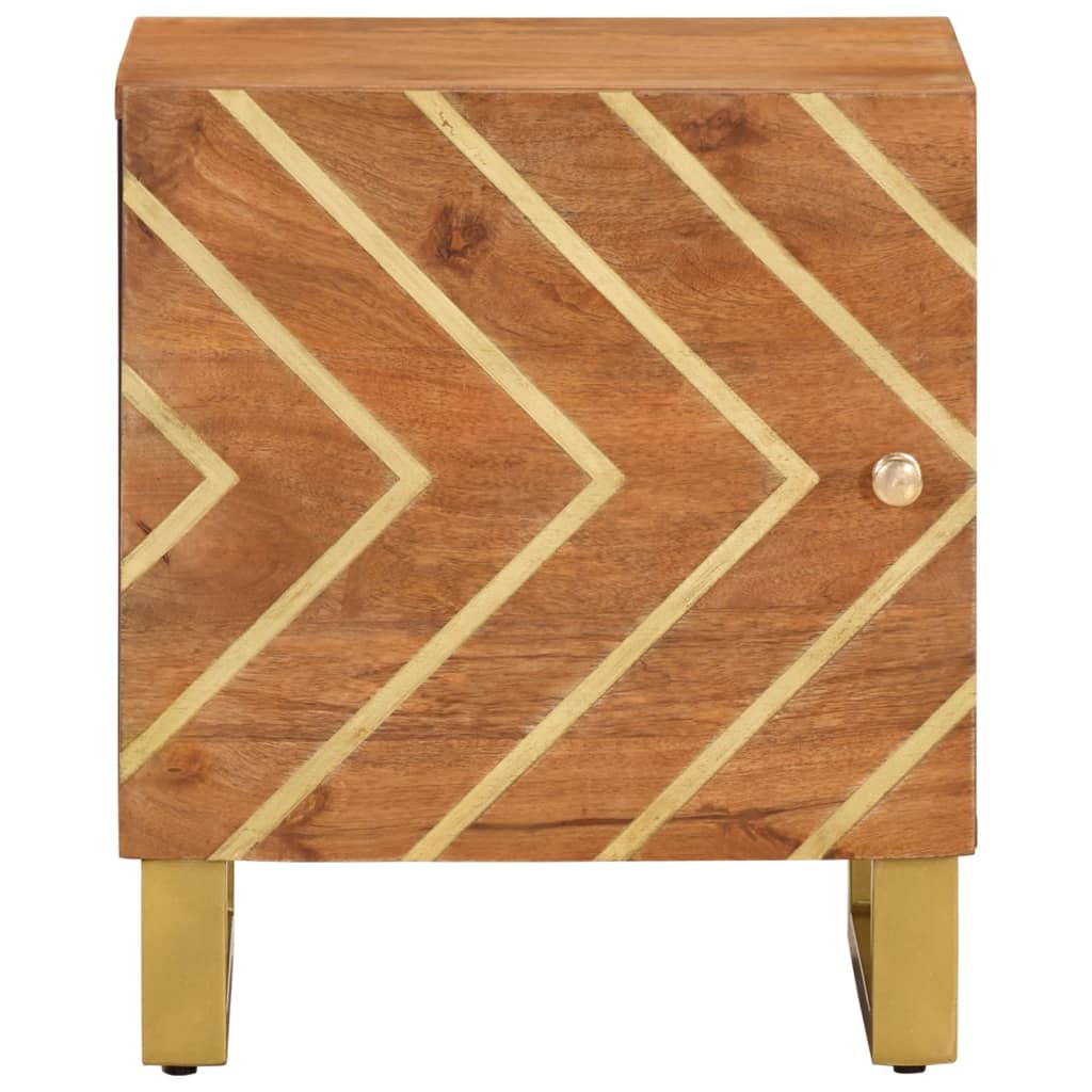 Κομοδίνο Καφέ και Μαύρο από Μασίφ Ξύλο Μάνγκο