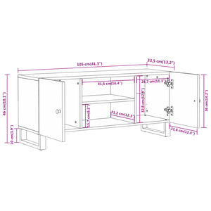 Έπιπλο Τηλεόρασης Καφέ/Μαύρο 105x33,5x46 εκ. Μασίφ Ξύλο Μάνγκο - Pakobazaar