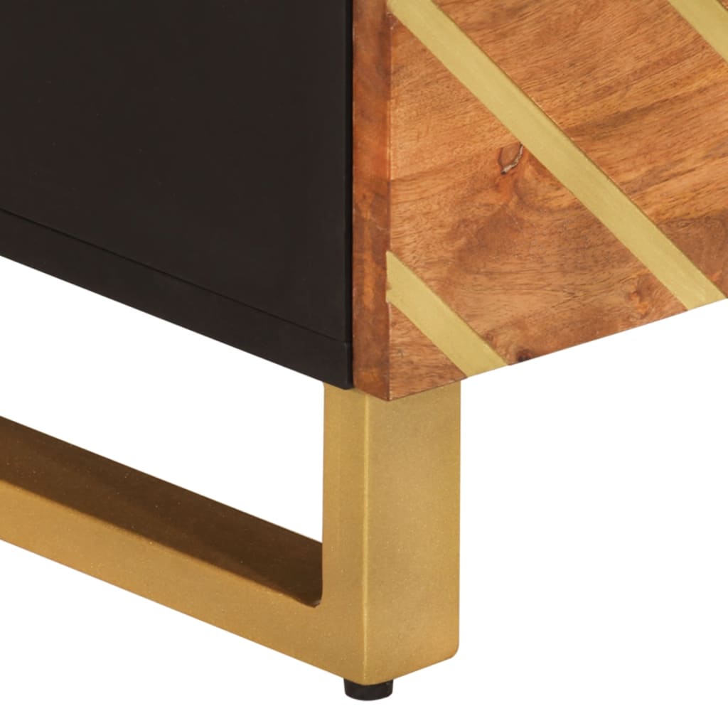 Έπιπλο Τηλεόρασης Καφέ/Μαύρο 70x33,5x46 εκ. Μασίφ Ξύλο Μάνγκο