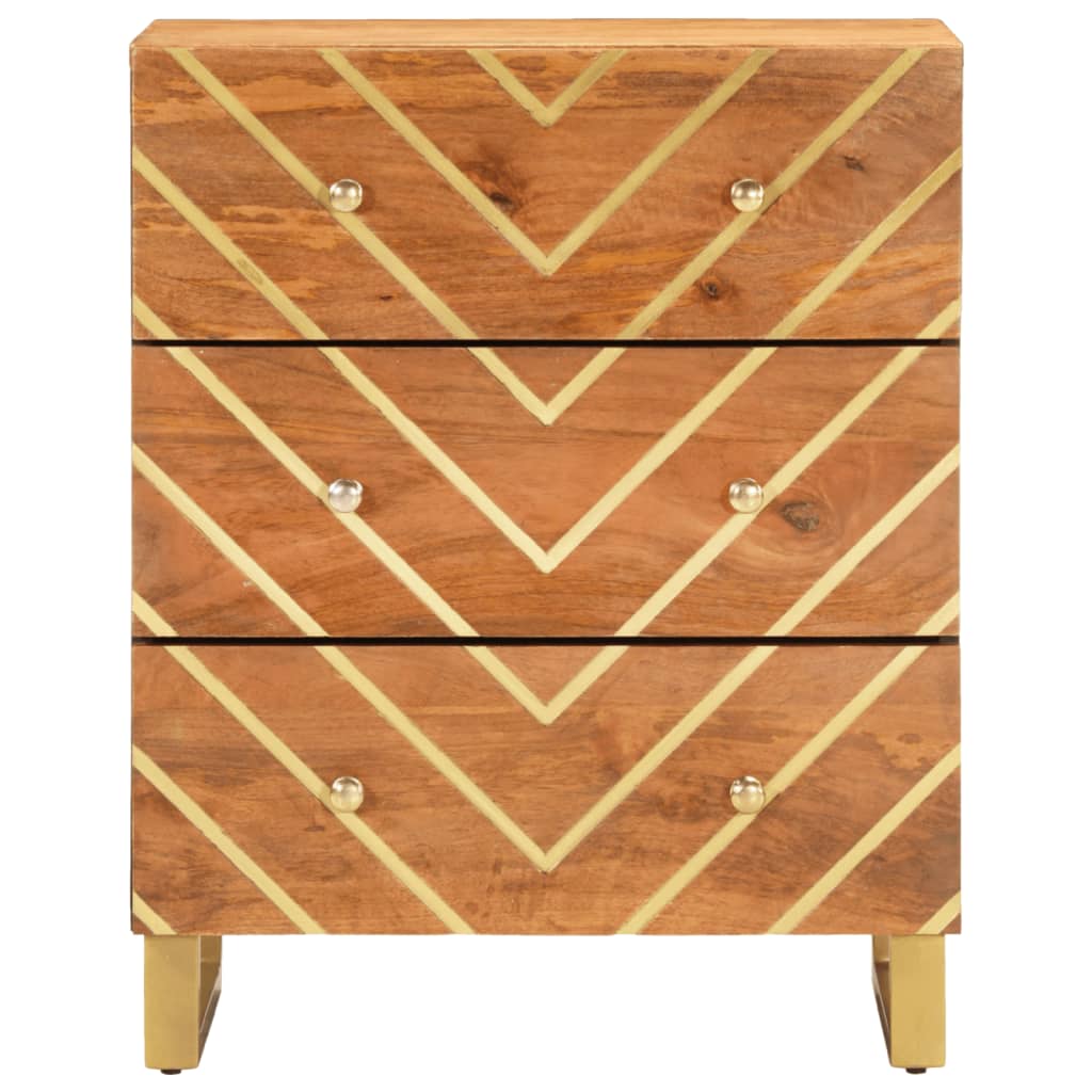 Βοηθητικό Έπιπλο Καφέ/Μαύρο 60x33,5x75 εκ. Μασίφ Ξύλο Μάνγκο