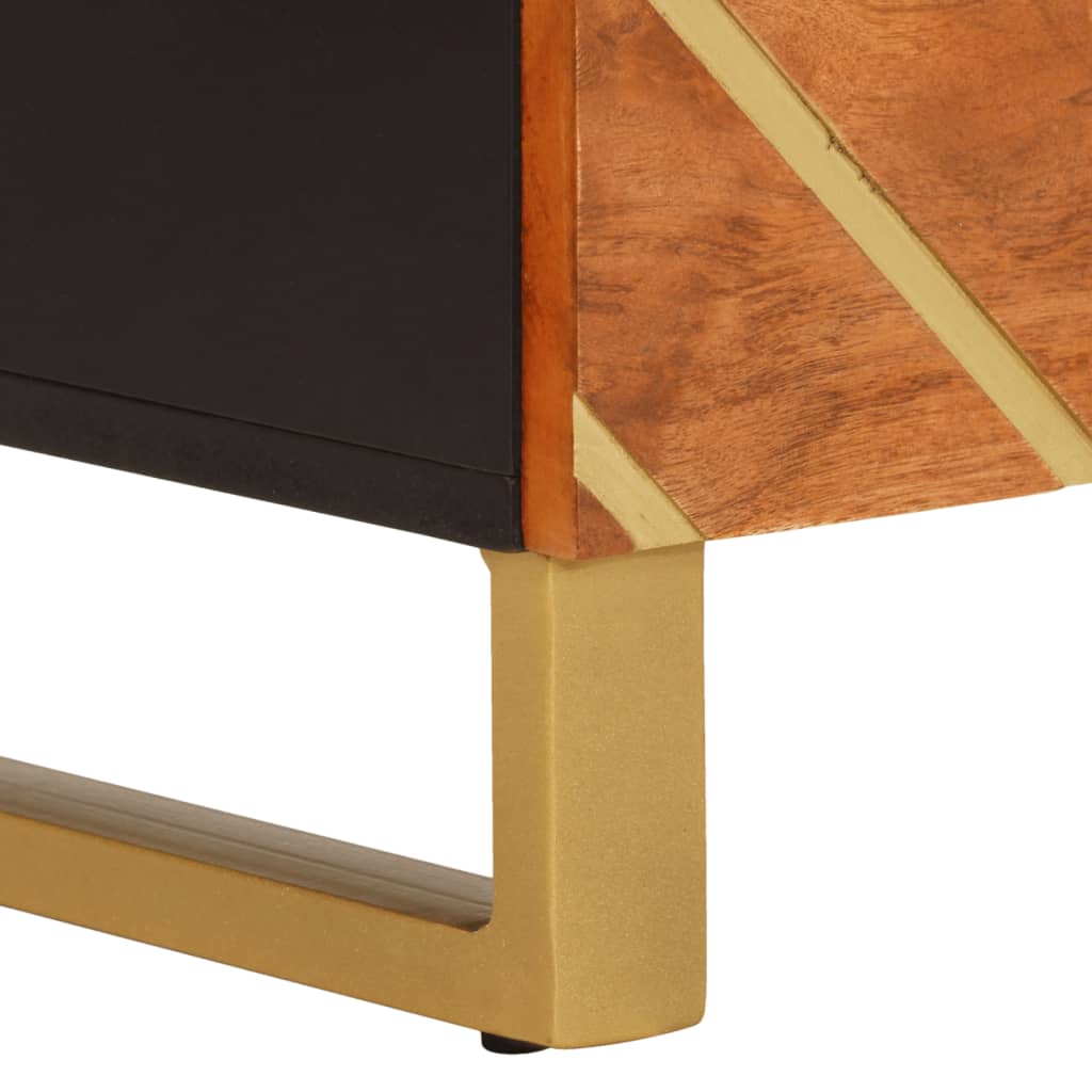 Βοηθητικό Έπιπλο Καφέ/Μαύρο 60x33,5x75 εκ. Μασίφ Ξύλο Μάνγκο