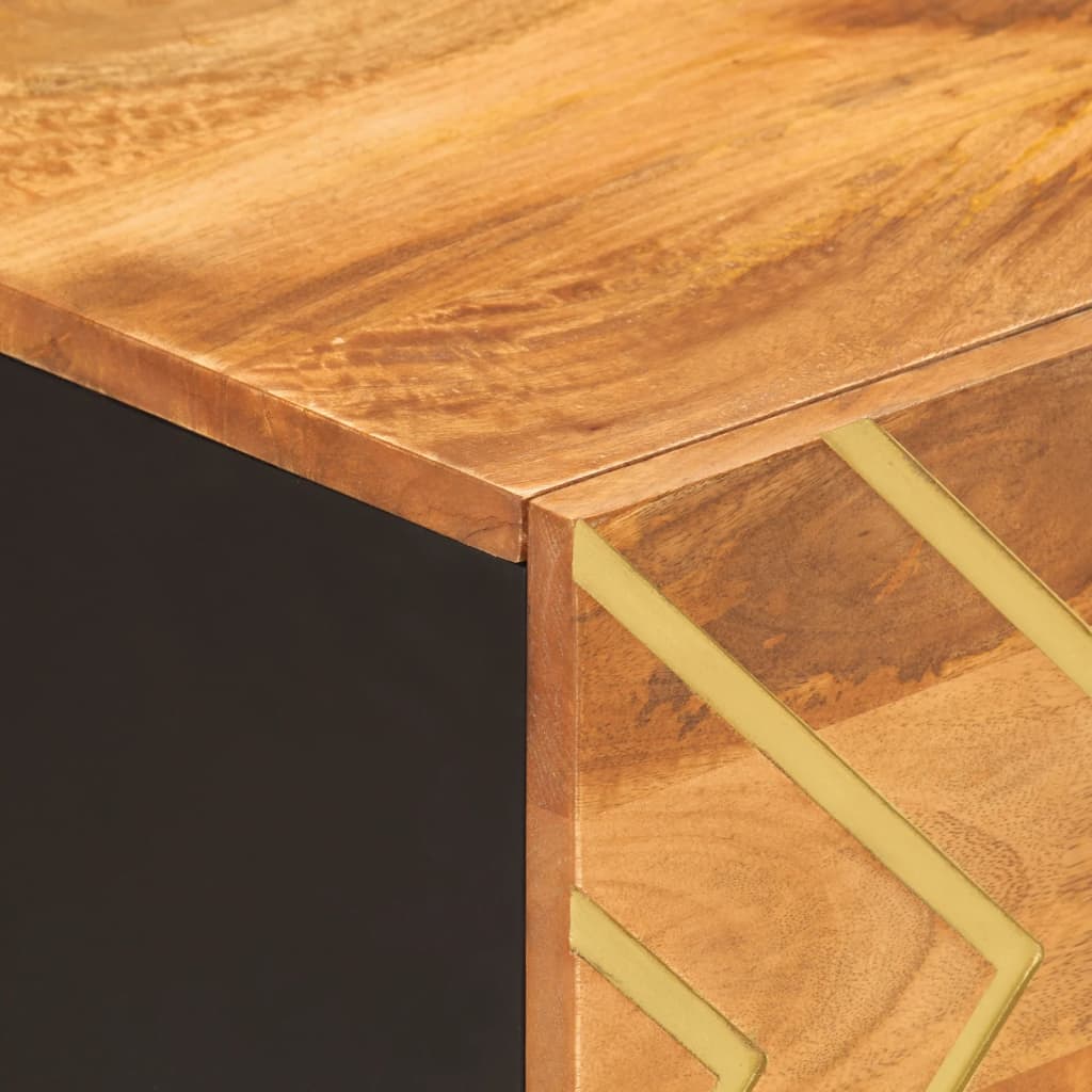 Τραπεζάκι Σαλονιού Καφέ/Μαύρο 80x50x40εκ. από Μασίφ Ξύλο Μάνγκο