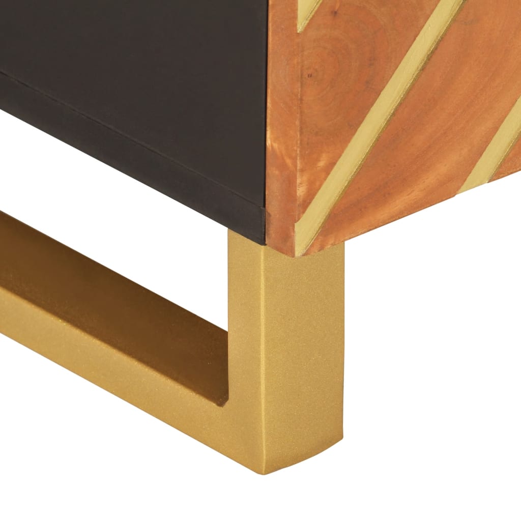 Τραπεζάκι Σαλονιού Καφέ/Μαύρο 80x50x40εκ. από Μασίφ Ξύλο Μάνγκο