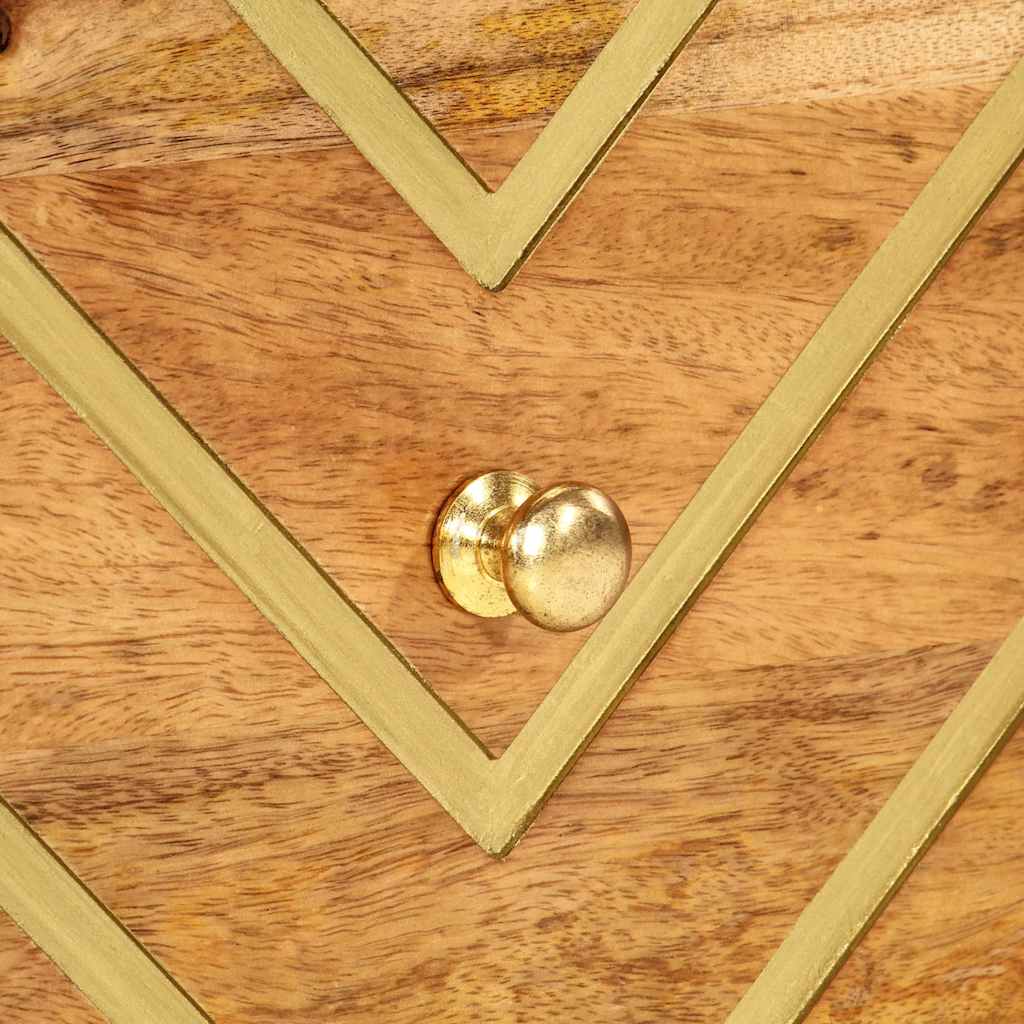 Κομοδίνα 2 τεμ. Καφέ και Μαύρο από Μασίφ Ξύλο Μάνγκο