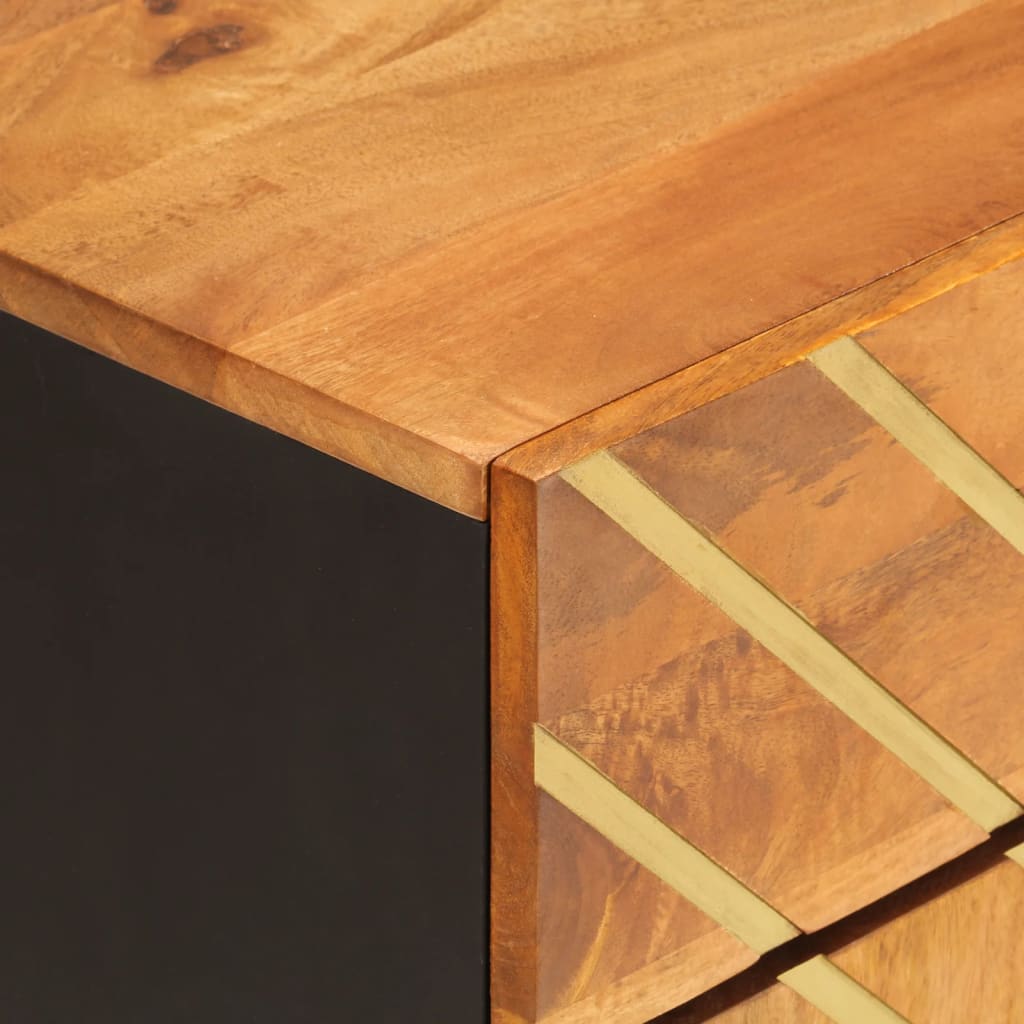 Κομοδίνο Καφέ και Μαύρο 50x33x60 εκ. από Μασίφ Ξύλο Μάνγκο - Pakobazaar