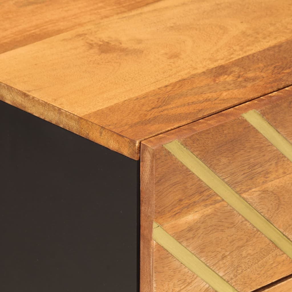 Κομοδίνο Καφέ και Μαύρο 50x33x60 εκ. από Μασίφ Ξύλο Μάνγκο