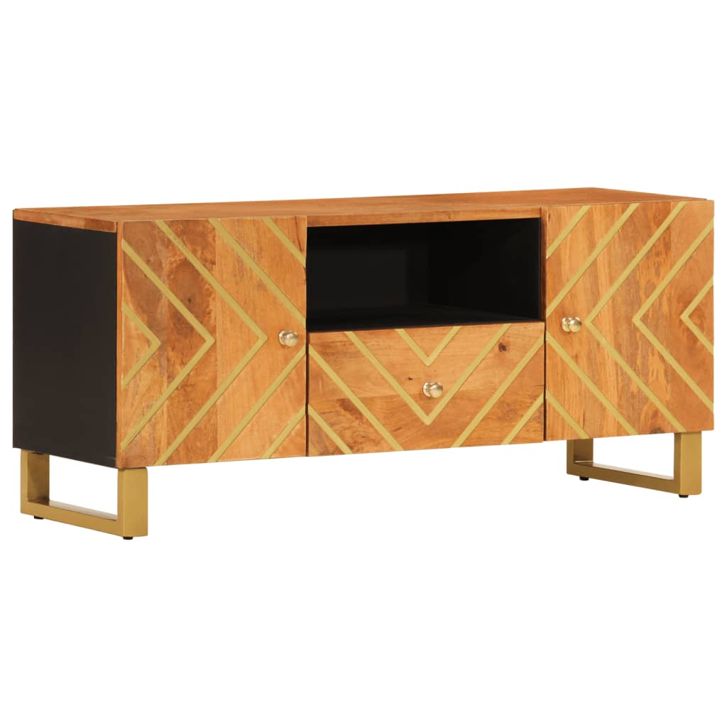 Έπιπλο Τηλεόρασης Καφέ/Μαύρο 105x33,5x46 εκ. Μασίφ Ξύλο Μάνγκο - Pakobazaar