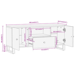 Έπιπλο Τηλεόρασης Καφέ/Μαύρο 105x33,5x46 εκ. Μασίφ Ξύλο Μάνγκο - Pakobazaar