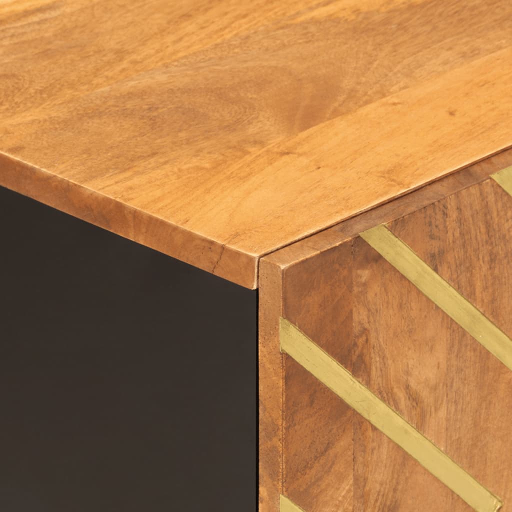 Έπιπλο Τηλεόρασης Καφέ/Μαύρο 80x31,5x46 εκ. Μασίφ Ξύλο Μάνγκο