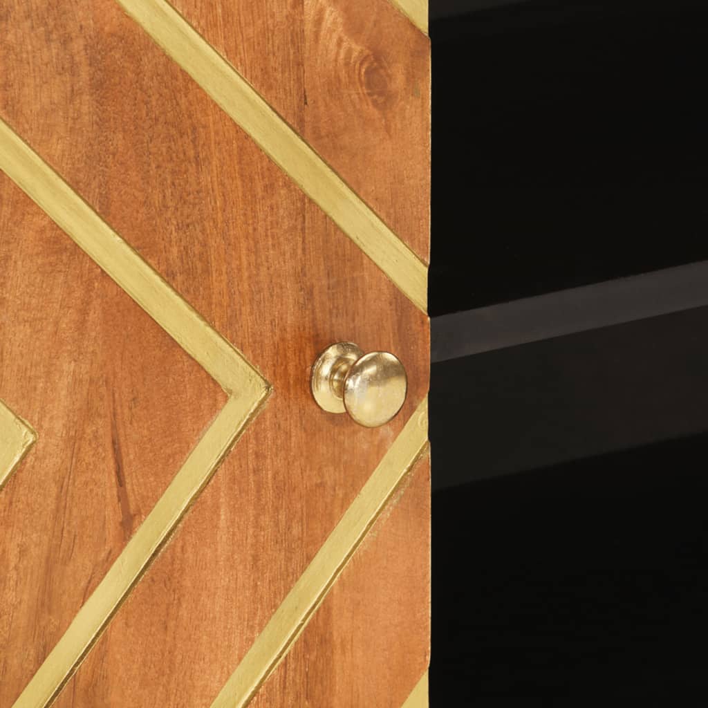 Έπιπλο Τηλεόρασης Καφέ/Μαύρο 80x31,5x46 εκ. Μασίφ Ξύλο Μάνγκο