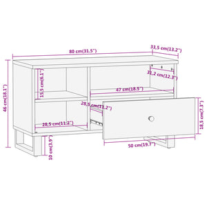 Έπιπλο Τηλεόρασης Καφέ/Μαύρο 80x33,5x46 εκ. Μασίφ Ξύλο Μάνγκο
