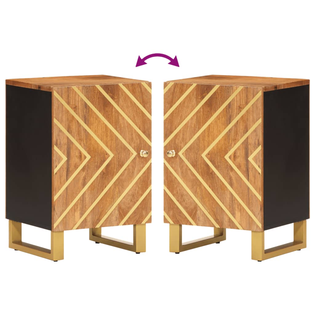 Ντουλάπι Μπάνιου Καφέ/Μαύρο 38x33,5x58 εκ. Μασίφ Ξύλο Μάνγκο