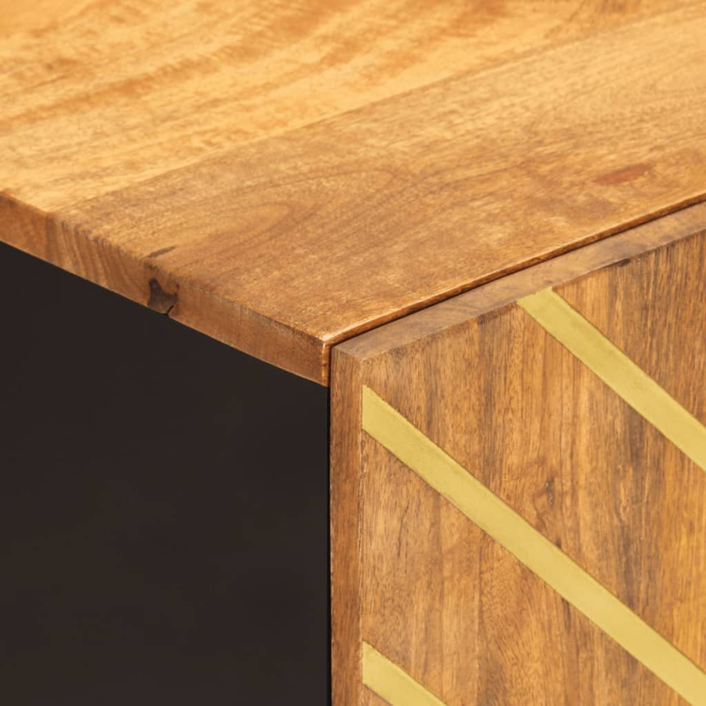 Ντουλάπι Μπάνιου Καφέ/Μαύρο 38x33,5x58 εκ. Μασίφ Ξύλο Μάνγκο