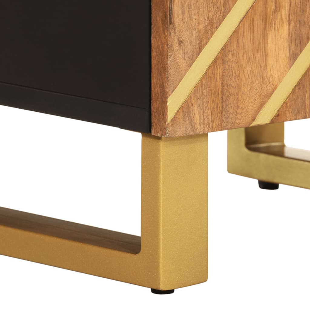 Ντουλάπι Μπάνιου Καφέ/Μαύρο 38x33,5x58 εκ. Μασίφ Ξύλο Μάνγκο