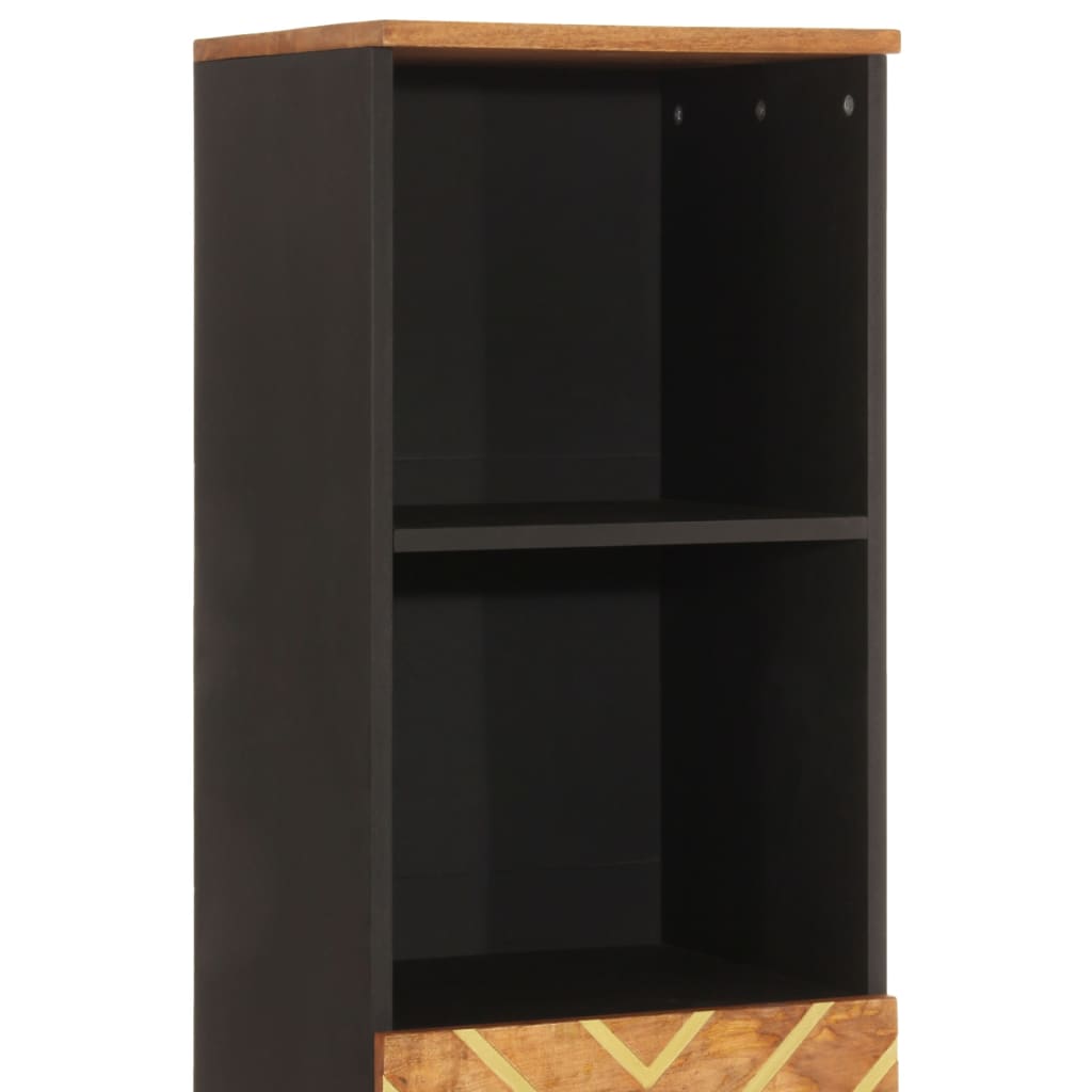 Ντουλάπι Μπάνιου Καφέ/Μαύρο 38x33,5x160 εκ. Μασίφ Ξύλο Μάνγκο