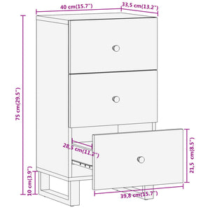 Βοηθητικό Έπιπλο Καφέ/Μαύρο 40x33,5x75 εκ. Μασίφ Ξύλο Μάνγκο