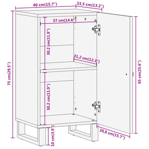Βοηθητικό Έπιπλο Καφέ/Μαύρο 40x33,5x75 εκ. Μασίφ Ξύλο Μάνγκο