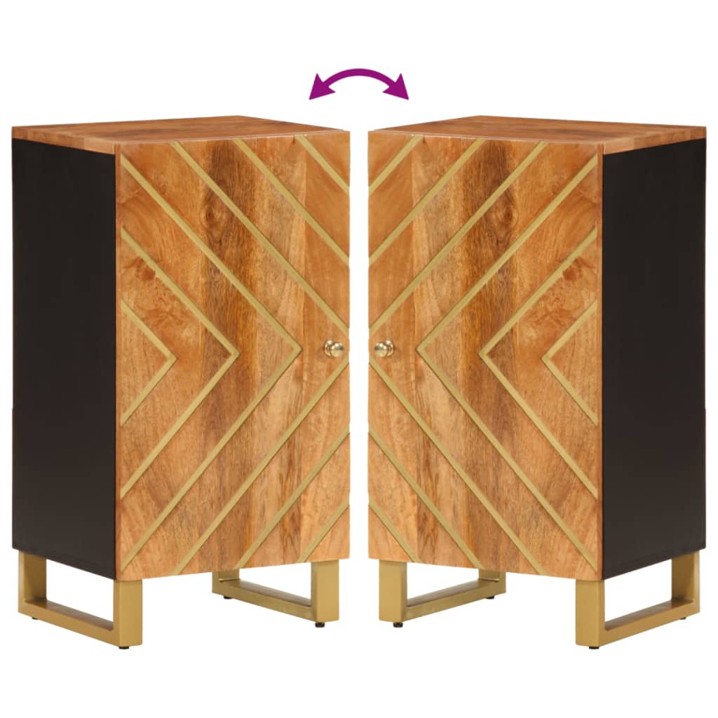 Βοηθητικό Έπιπλο Καφέ/Μαύρο 40x33,5x75 εκ. Μασίφ Ξύλο Μάνγκο