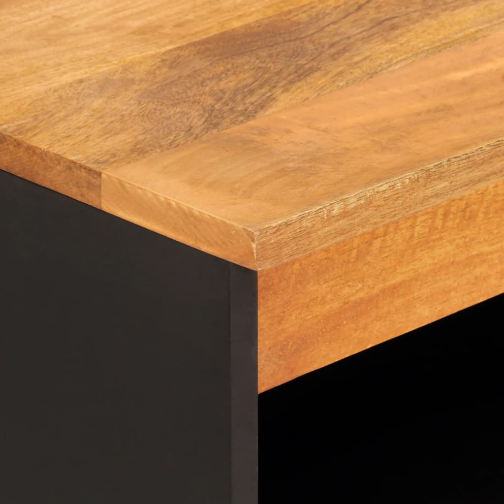 Βοηθητικό Έπιπλο Καφέ/Μαύρο 60x33,5x75 εκ. Μασίφ Ξύλο Μάνγκο