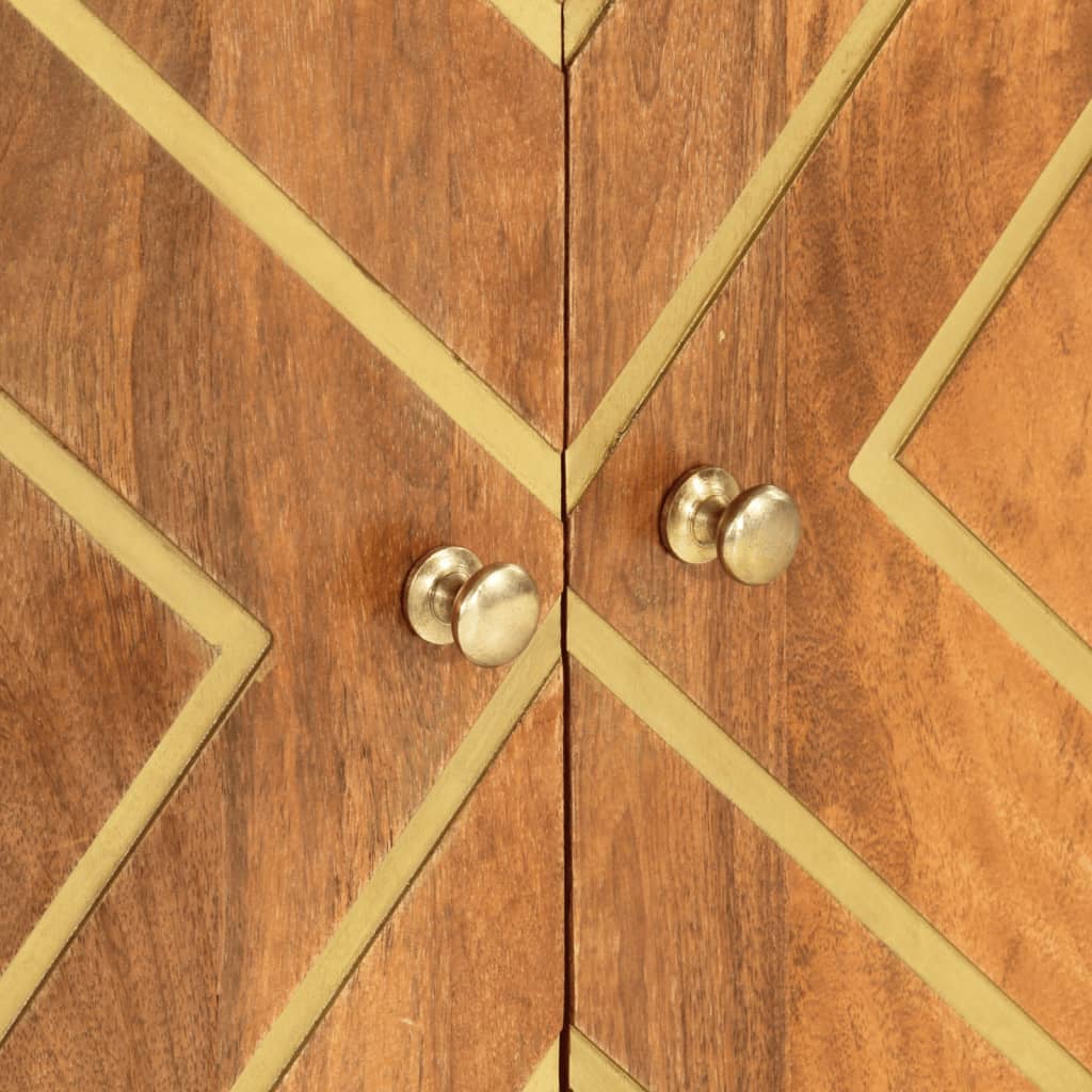 Βοηθητικό Έπιπλο Καφέ/Μαύρο 60x33,5x75 εκ. Μασίφ Ξύλο Μάνγκο