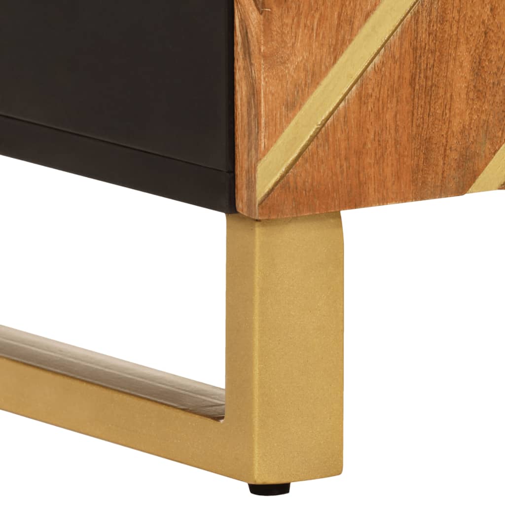 Βοηθητικό Έπιπλο Καφέ/Μαύρο 60x33,5x75 εκ. Μασίφ Ξύλο Μάνγκο