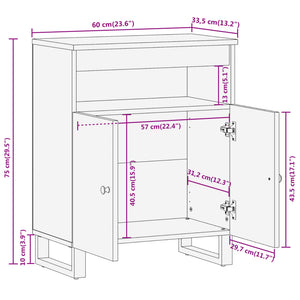 Βοηθητικό Έπιπλο Καφέ/Μαύρο 60x33,5x75 εκ. Μασίφ Ξύλο Μάνγκο