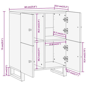 Βοηθητικό Έπιπλο Καφέ/Μαύρο 60x33,5x75 εκ. Μασίφ Ξύλο Μάνγκο - Pakobazaar