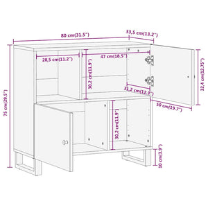 Βοηθητικό Έπιπλο Καφέ/Μαύρο 80x33,5x75 εκ. Μασίφ Ξύλο Μάνγκο