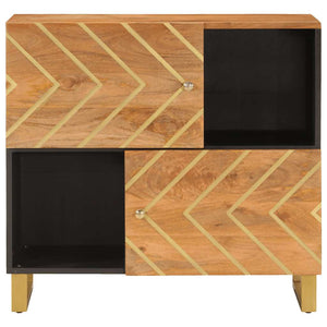 Βοηθητικό Έπιπλο Καφέ/Μαύρο 80x33,5x75 εκ. Μασίφ Ξύλο Μάνγκο