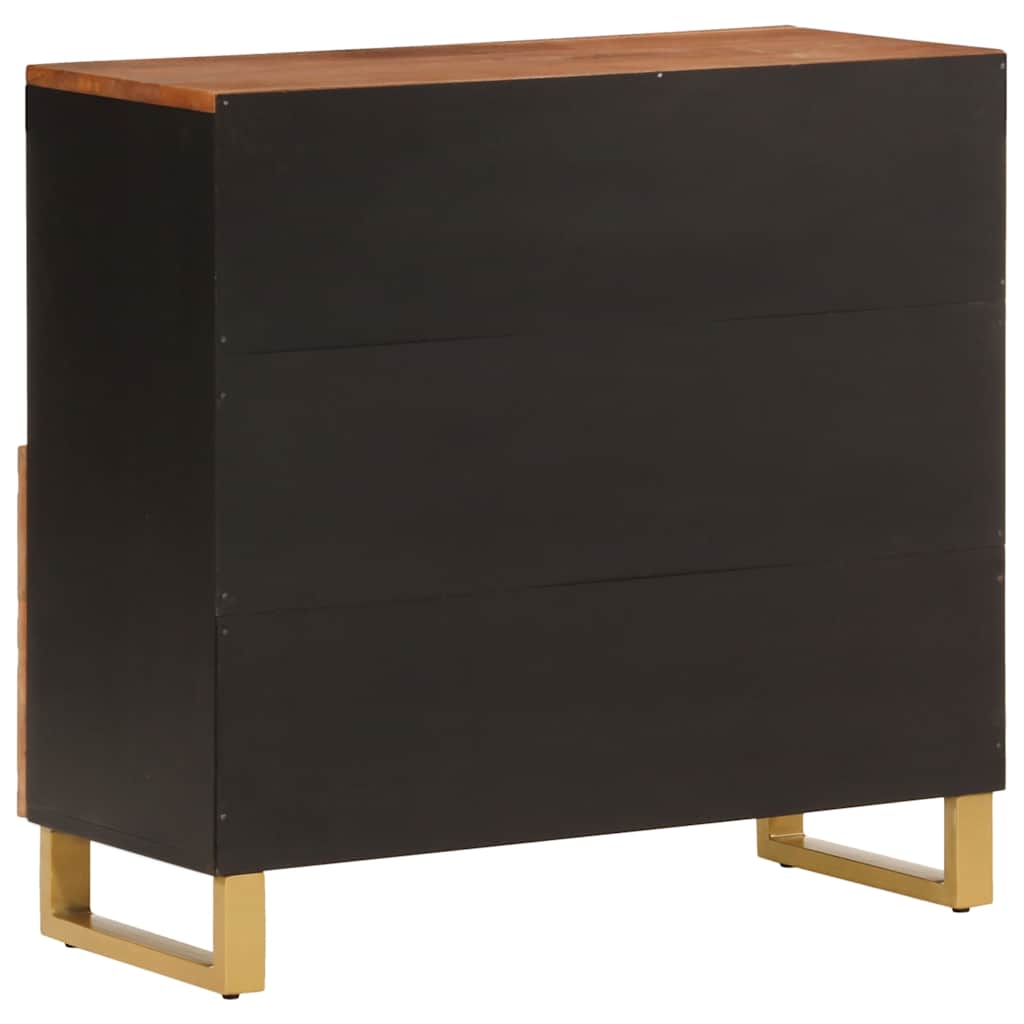Βοηθητικό Έπιπλο Καφέ/Μαύρο 80x33,5x75 εκ. Μασίφ Ξύλο Μάνγκο