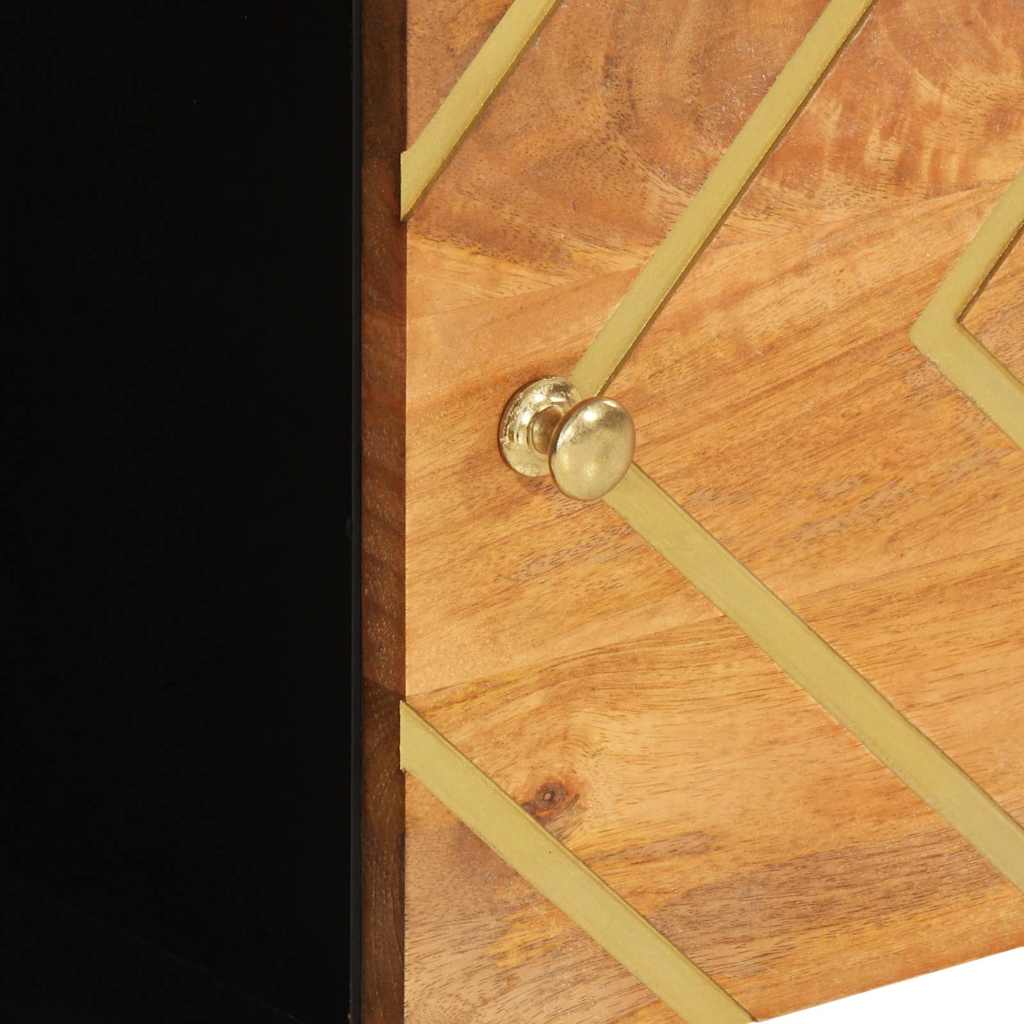 Βοηθητικό Έπιπλο Καφέ/Μαύρο 80x33,5x75 εκ. Μασίφ Ξύλο Μάνγκο