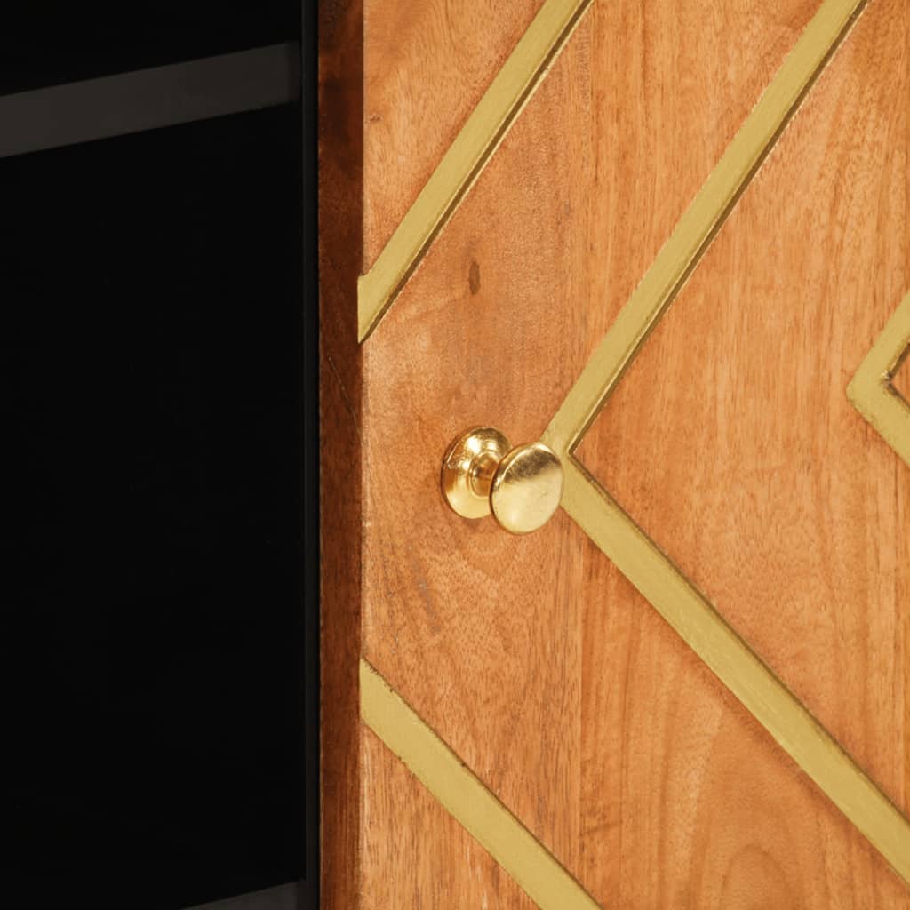 Βοηθητικό Έπιπλο Καφέ/Μαύρο 90x33,5x75 εκ. Μασίφ Ξύλο Μάνγκο