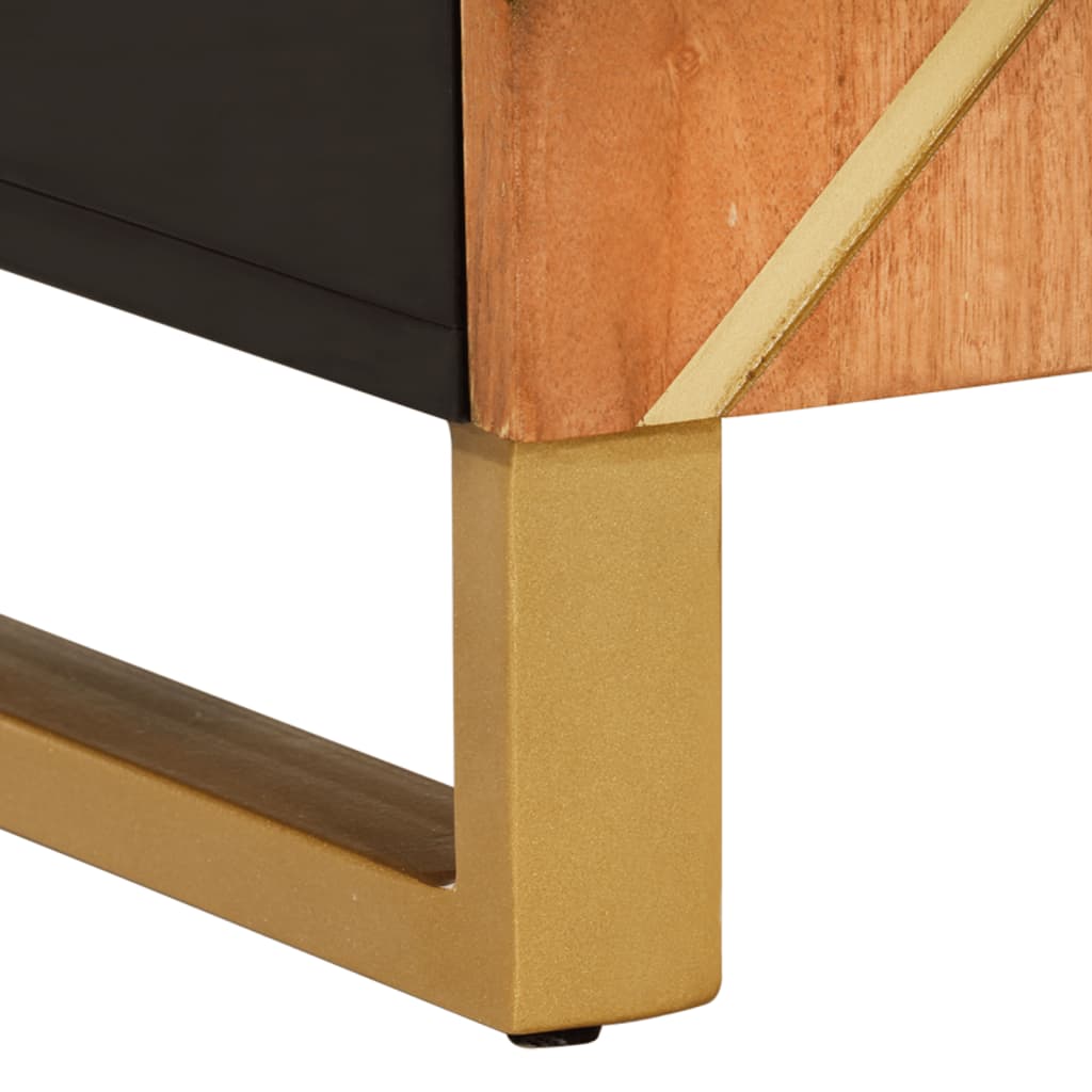 Βοηθητικό Έπιπλο Καφέ/Μαύρο 90x33,5x75 εκ. Μασίφ Ξύλο Μάνγκο