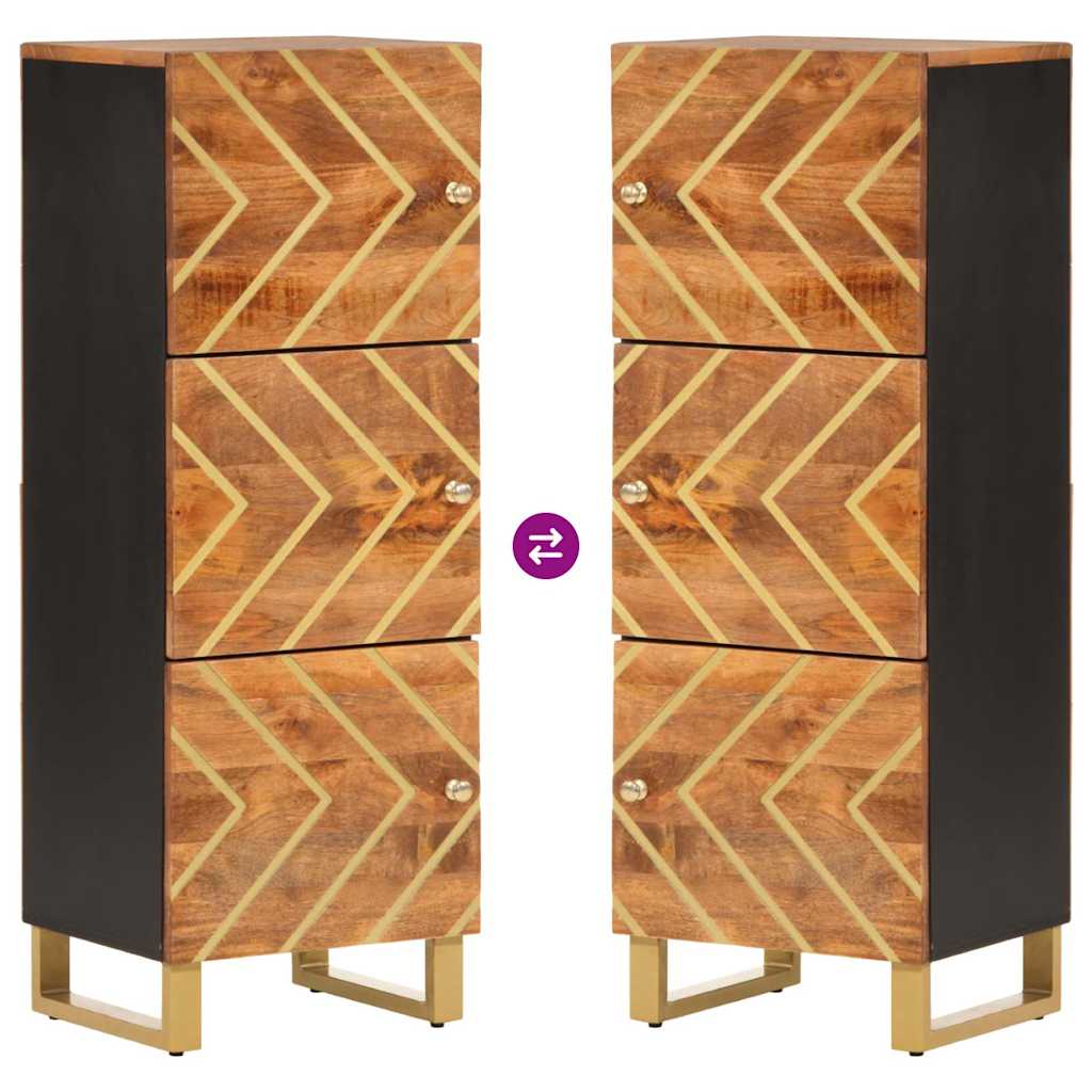 Ντουλάπι Καφέ/Μαύρο 40 x 33,5 x 110 εκ. από Μασίφ Ξύλο Μάνγκο - Pakobazaar