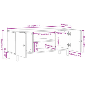 Έπιπλο Τηλεόρασης Μαύρο 105 x 33 x 46 εκ. από Μασίφ Ξύλο Μάνγκο