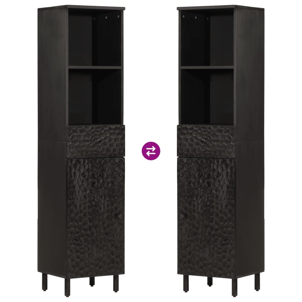 Ντουλάπι Μπάνιου Μαύρο 38 x 33 x 160 εκ. από Μασίφ Ξύλο Μάνγκο